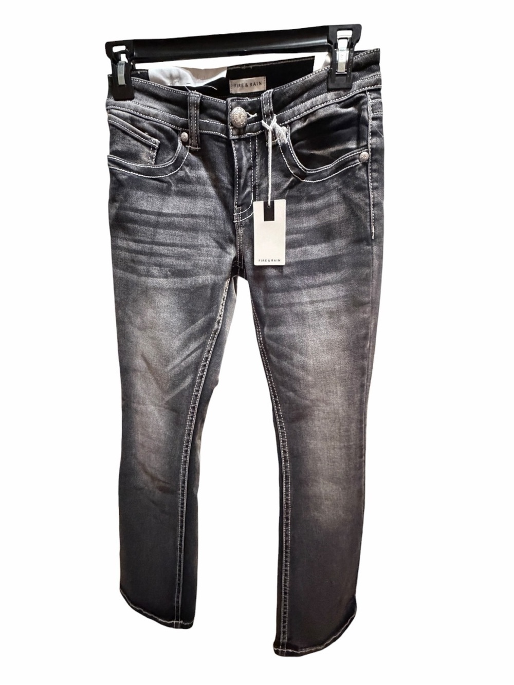 Fire & Rain Slim Mid-Rise Charcoal Bootcut Jeans - Picture 2 of 9